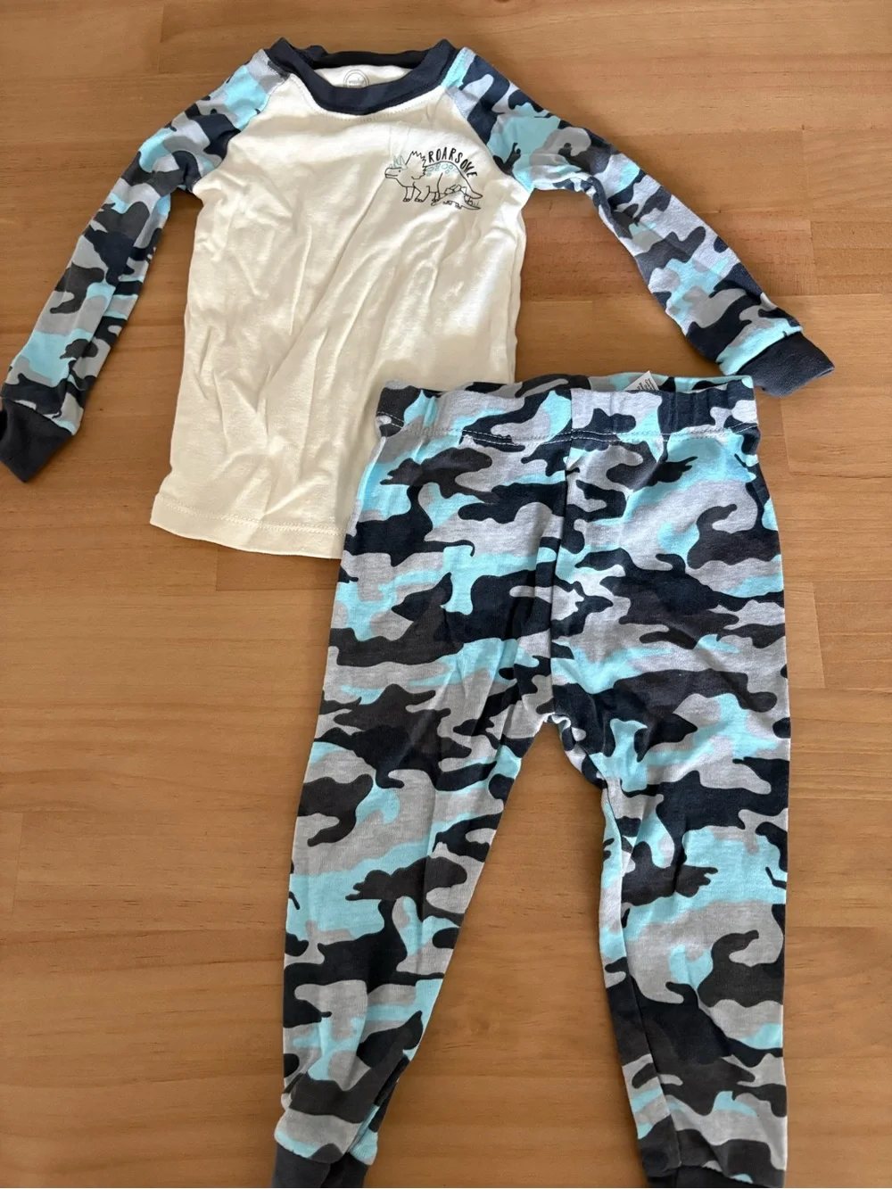 Kids Long Sleeve Camo Pajama Set - Blue/Gray